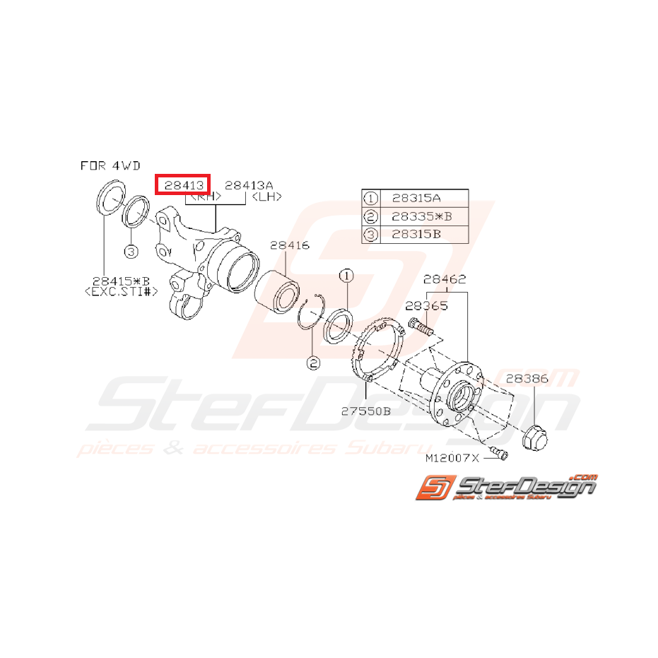 Porte moyeux arrière subaru STI 01-07 Porte moyeux arrière subaru STI 01-07
