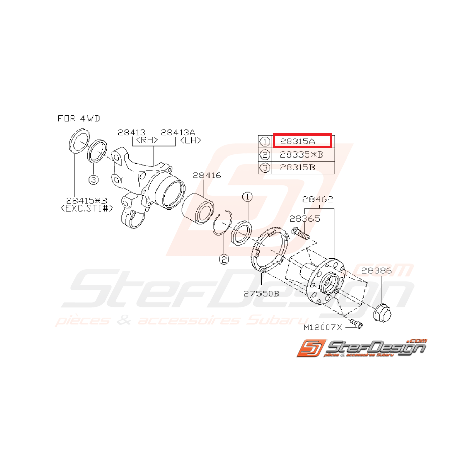 Joint étanchéité moyeu av/ar subaru WRX 01-07 / STI 01-04 GT 93-00