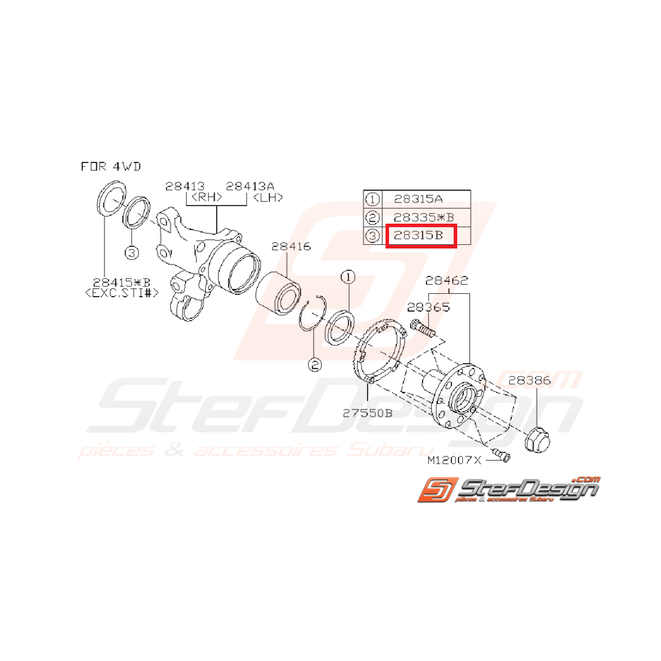 Joint spy de roulement avant intérieur GT 93-00 WRX/STI 01-07