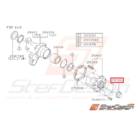 Ecrou de cardan  Subaru Impreza  GT 93-00 WRX/STI 01-16