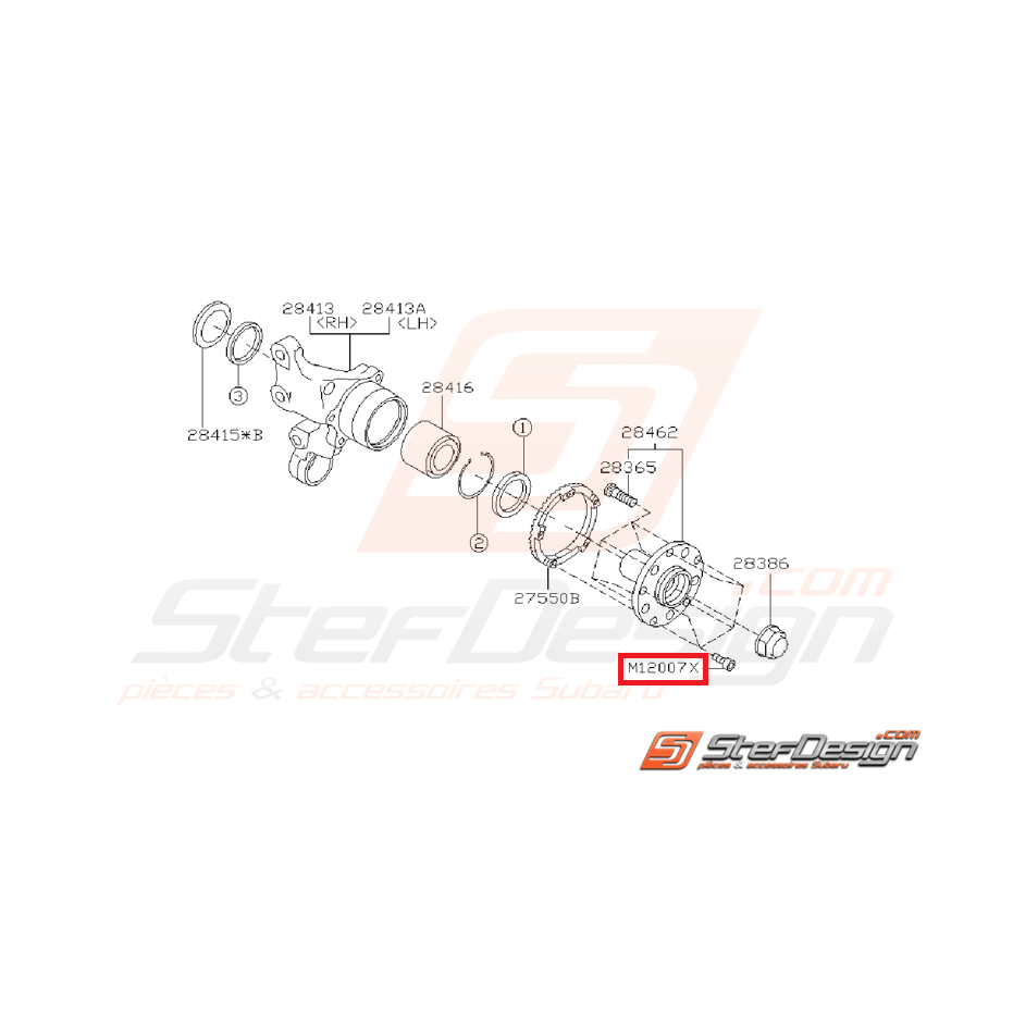 Vis de fixation couronne crantée abs subaru moyeux avant GT 93-00