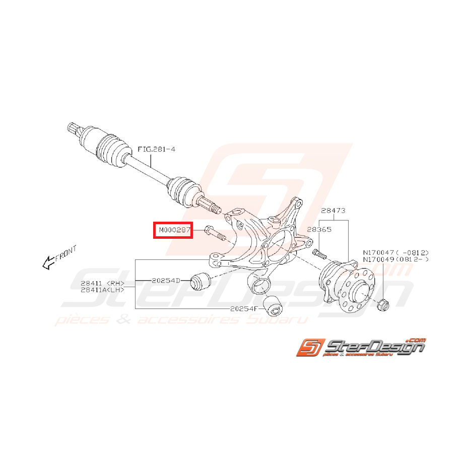 Vis de fixation de moyeu avant subaru STI 05-15