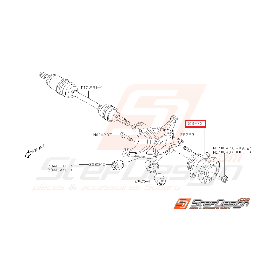 Moyeu arrière subaru STI 08-14