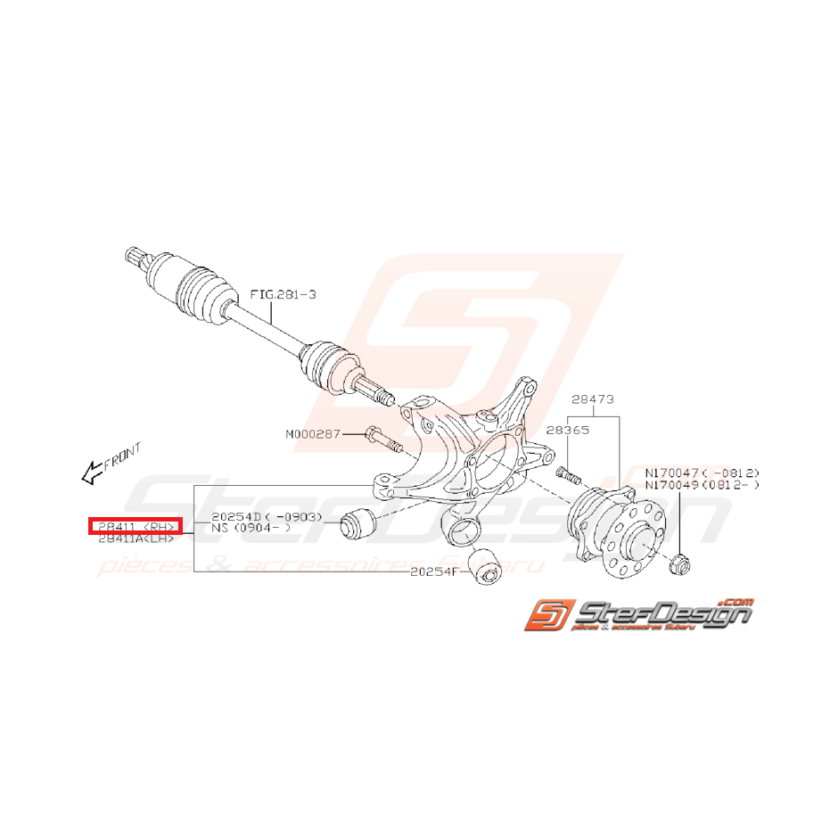 Porte moyeux arrière subaru WRX 08-11