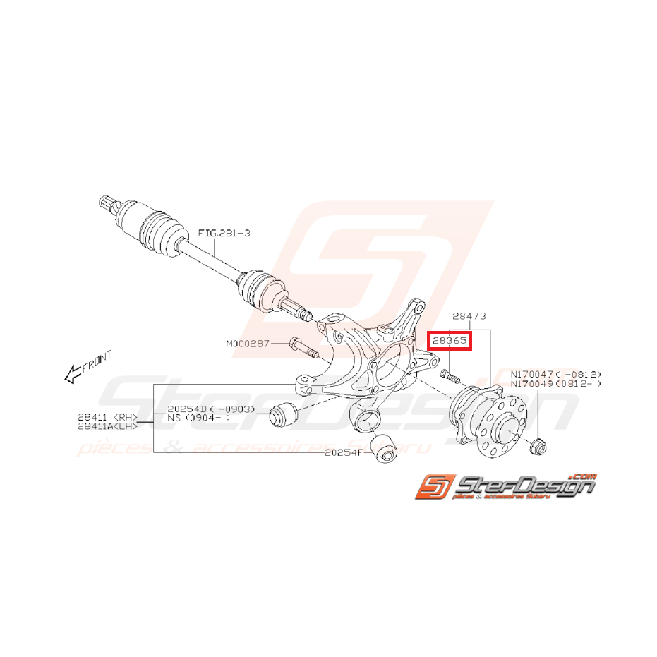 Goujon de roue origine SUBARU WRX 08-11 STI 06-18 FORESTER 09-12