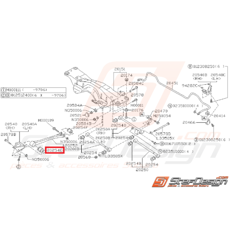 Silent bloc de bras longitudinal GT 93-00 WRX/ STI 01-02