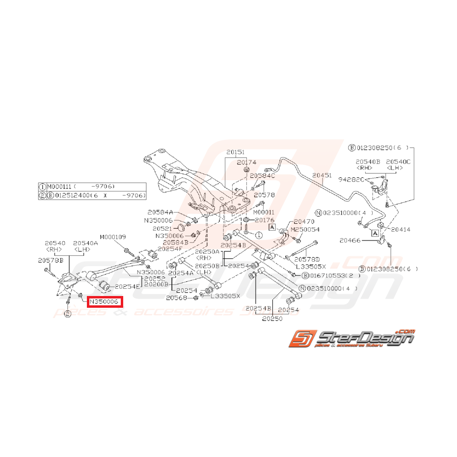 Écrou de train arrière et de fixation de triangle SUBARU WRX/STI 01-11