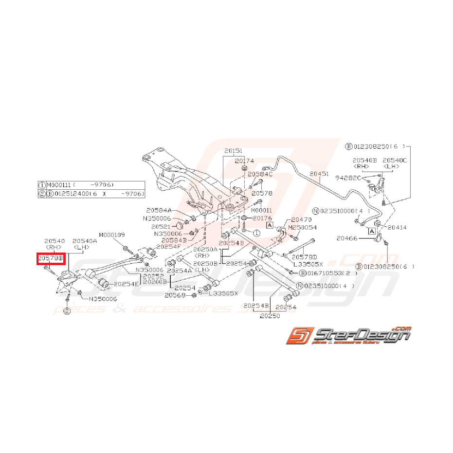 Vis de triangle avant pour GT 93-96 et WRX/STI 2001-2002