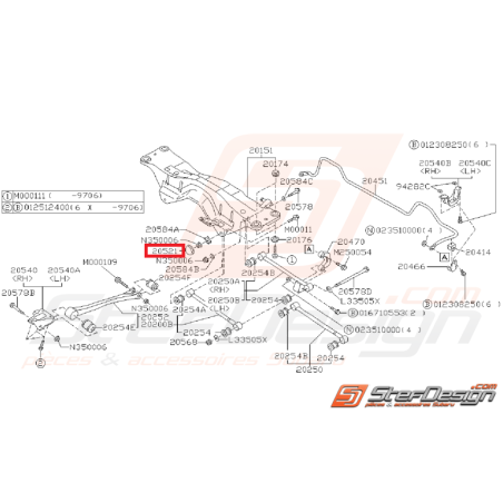 Capuchon liaison latérale train arrière GT 93-00 WRX/STI 01-07