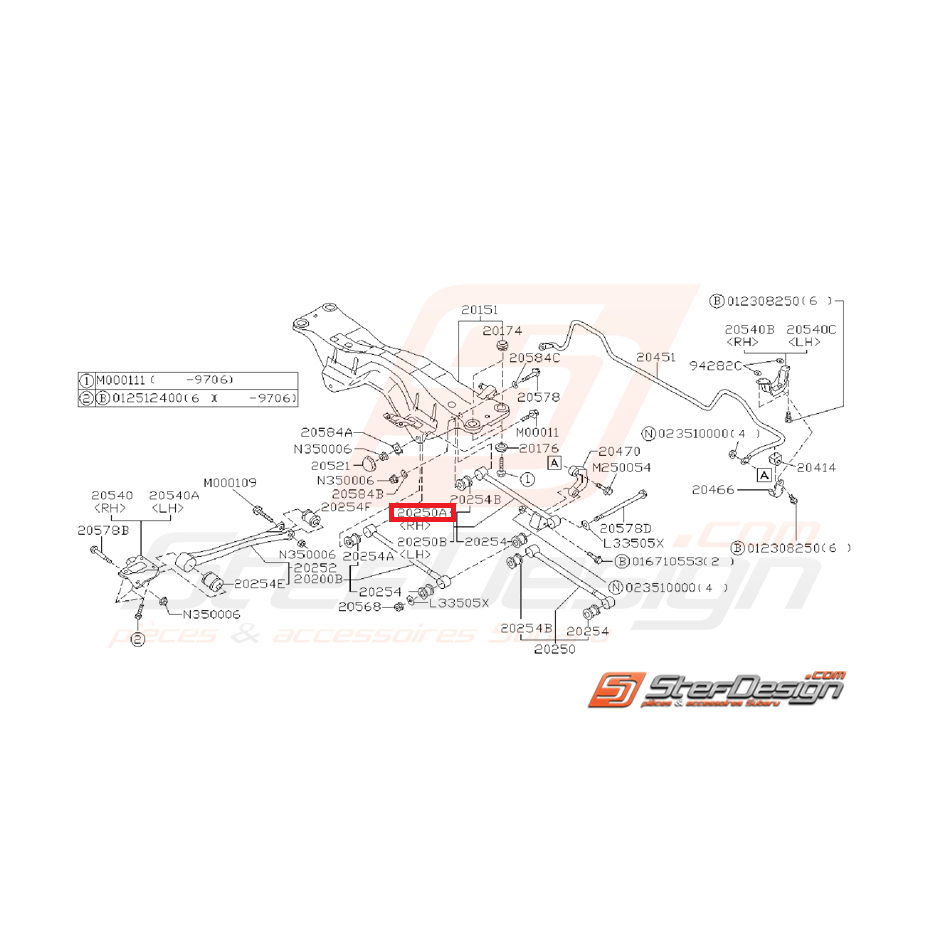 Tirant arrière origine SUBARU GT 93-00