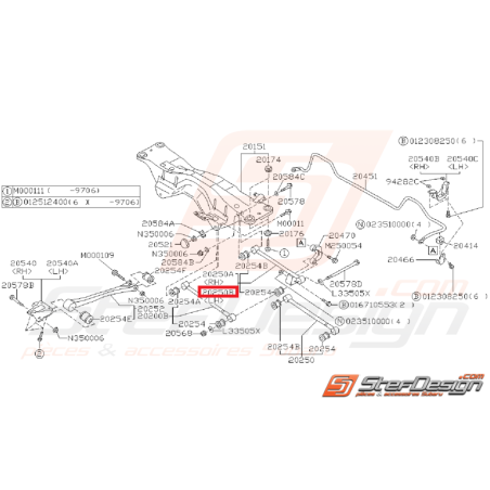 Tirant arrière droit barre stabilisatrice GT 93-00