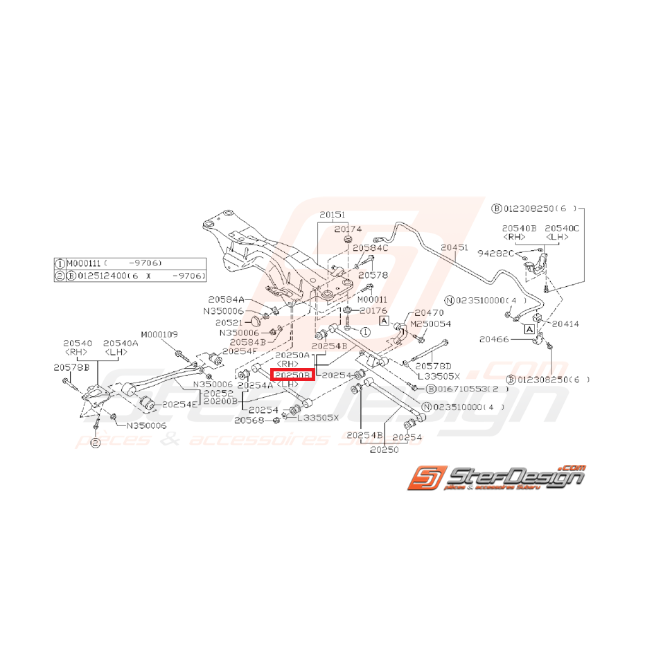 Tirant arrière droit barre stabilisatrice GT 93-00
