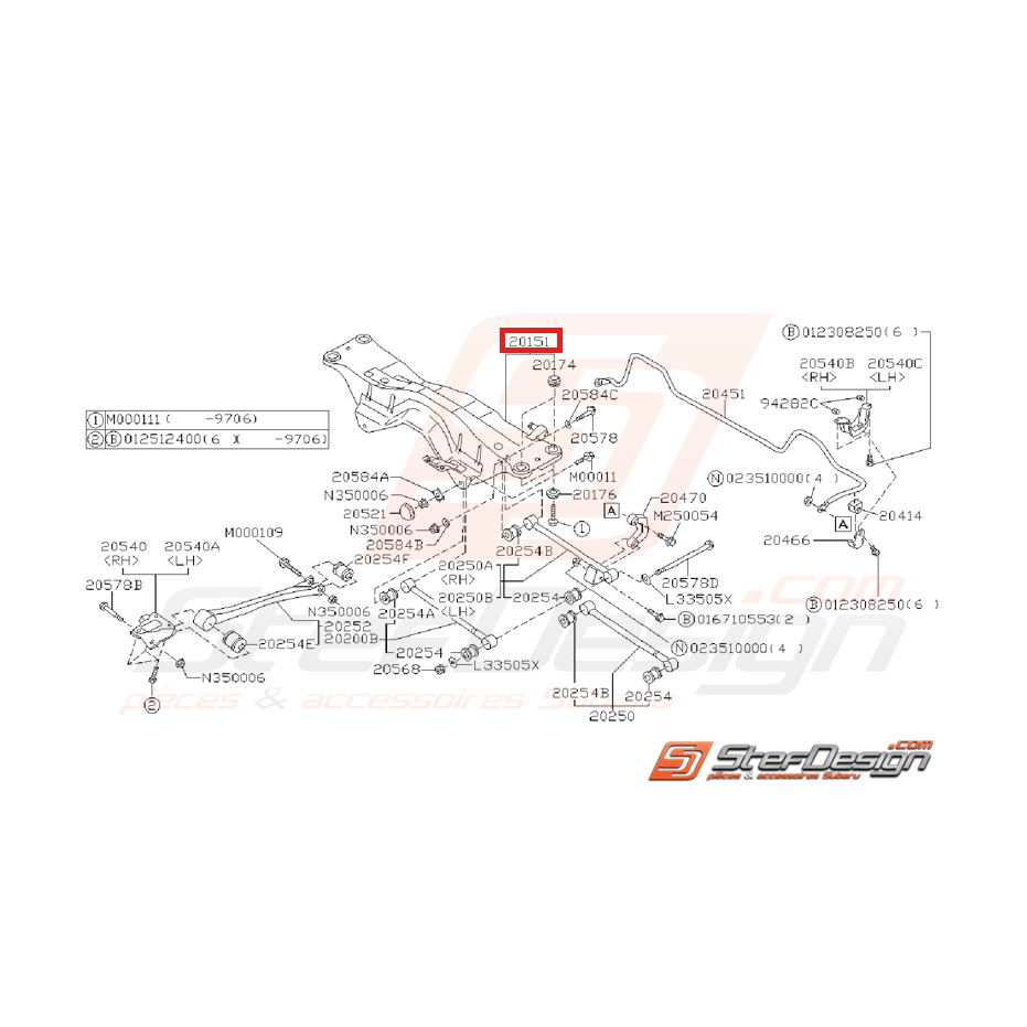 Berceau arrière origine subaru GT 93-00