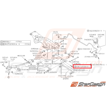 Vis fixation de links arrière GT 93-00 WRX 01-07 STI 01-04