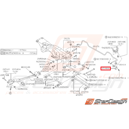 Support silent bloc barre anti-roulis SUBARU P1 WRX/STI 2001 au 16/10/2002