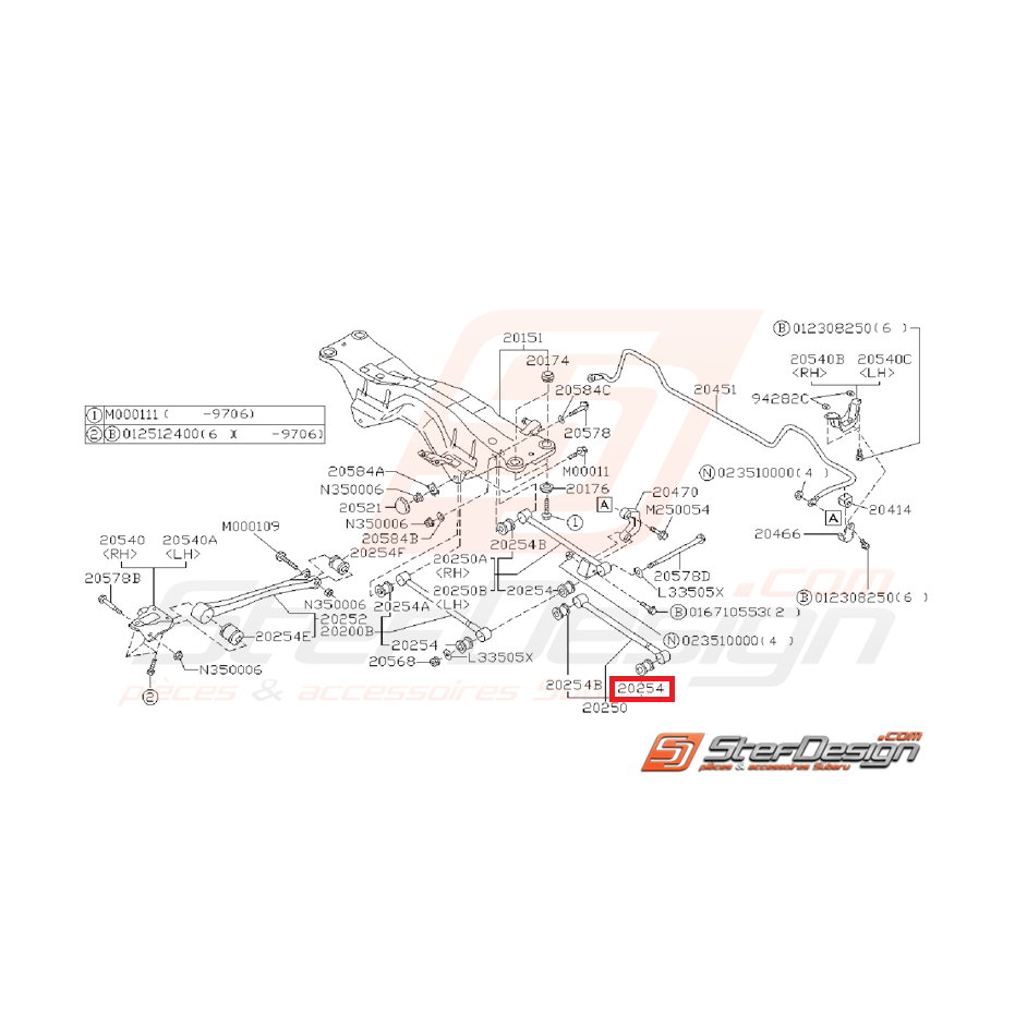 silent bloc de tirant arrière origine subaru GT 96-00