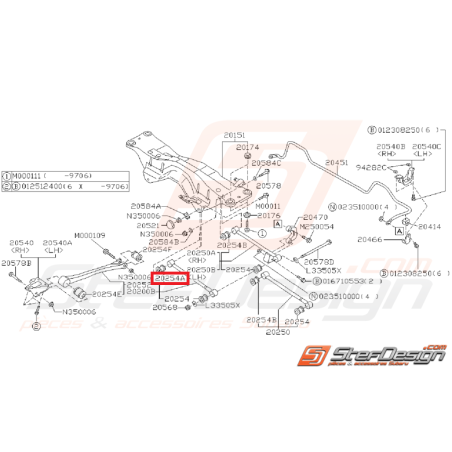 silent  bloc origine de tirant arrière GT 96-00 STI 01-07