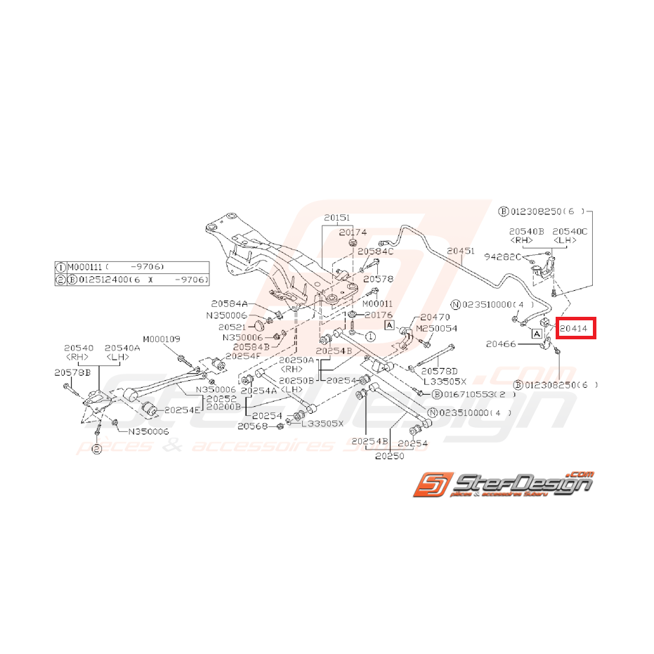 Silent-bloc d'origine de barre anti-roulis pour WRX break 2001 à 2003