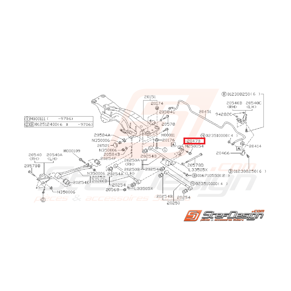 Links arrière origine SUBARU GT 93-00 WRX 01-07 STI 01-03