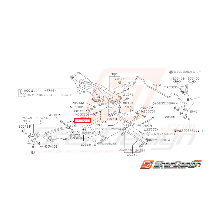 Silent bloc origine de tirant arrière GT 96-00 WRX/STI 01-07
