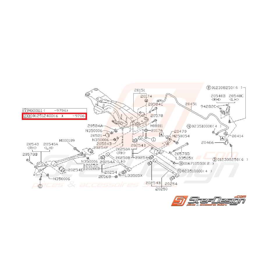 Vis de barre inférieur avant 6 points 