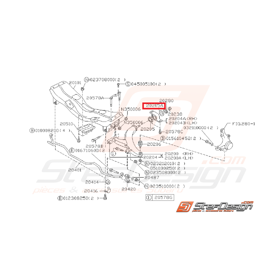 Silent bloc de triangle avant SUBARU GT 93-00
