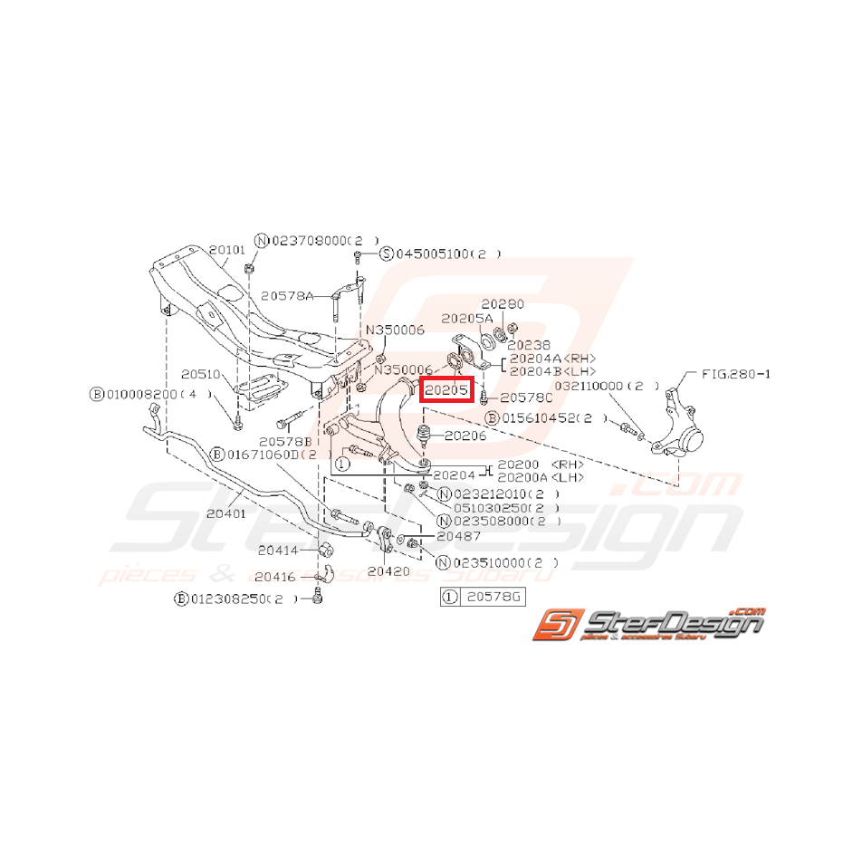 Silent bloc arrière transversale SUBARU GT 93-00