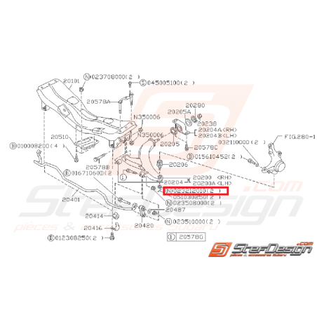 Ecrou de rotule de direction SUBARU