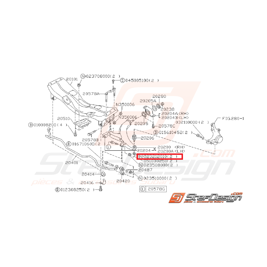 Ecrou de rotule de direction SUBARU