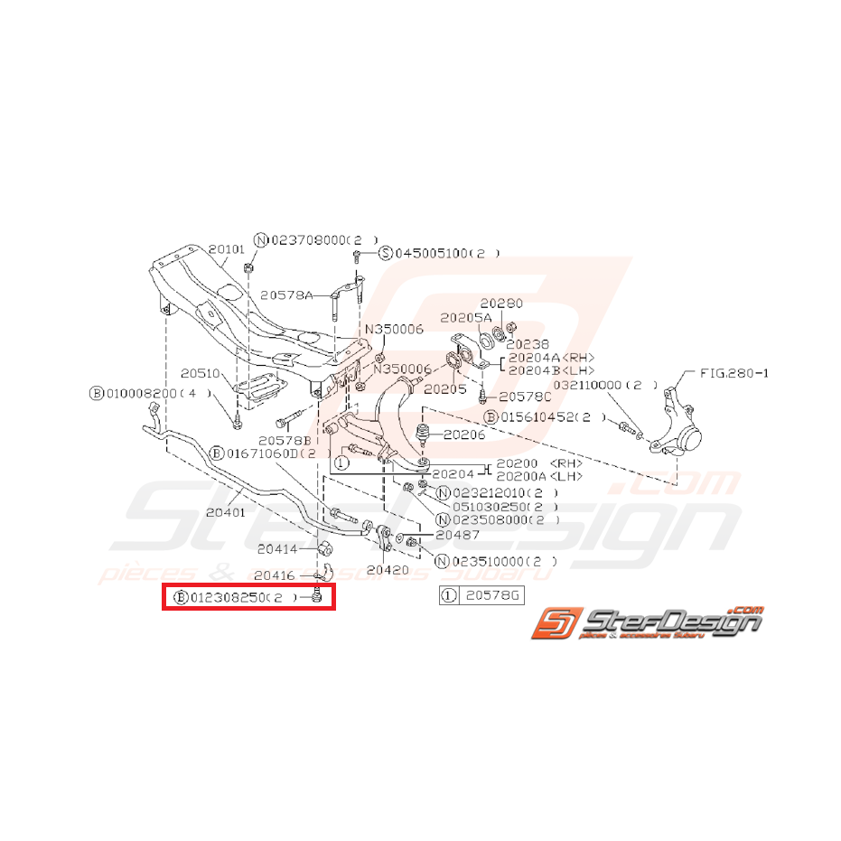 Vis fixation silent bloc barre stabilisatrice WRX/STI 01-07