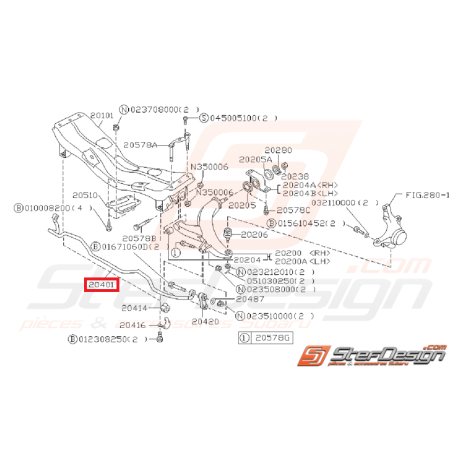 Barre stabilisatrice de 19mm origine subaru GT 93-00