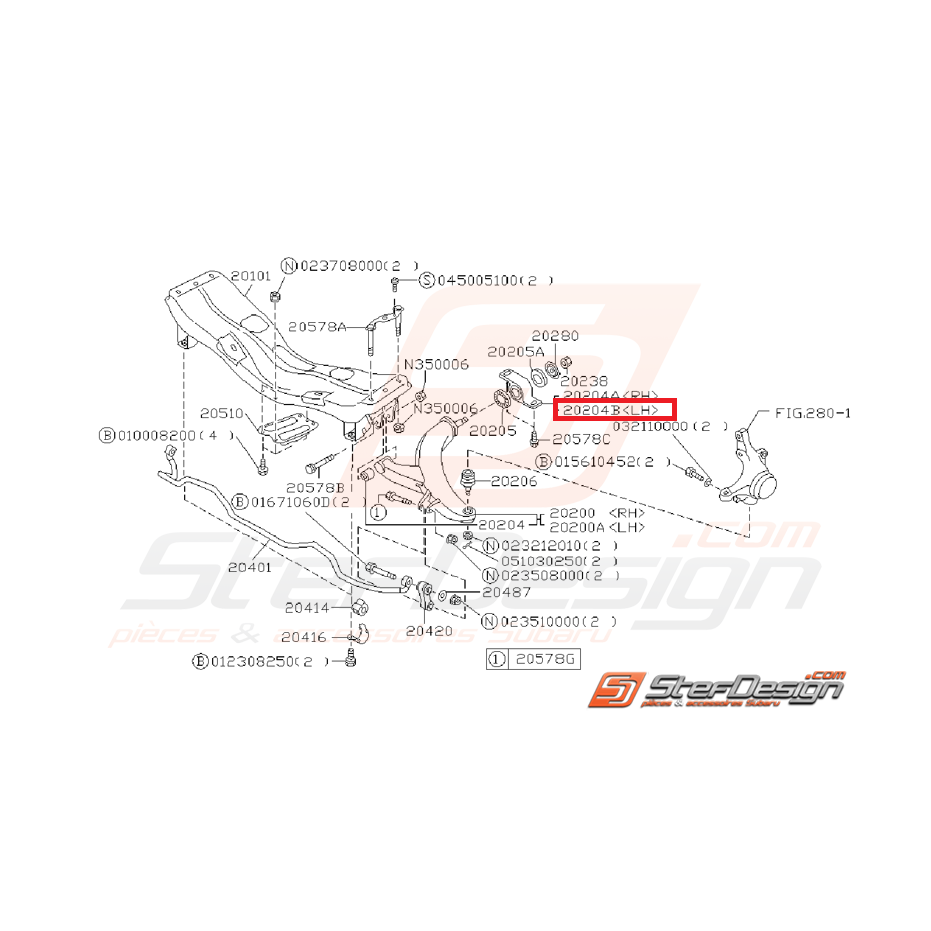 Silent bloc triangle arriere subaru GT 94-00 WRX 03-07 STI 03-04