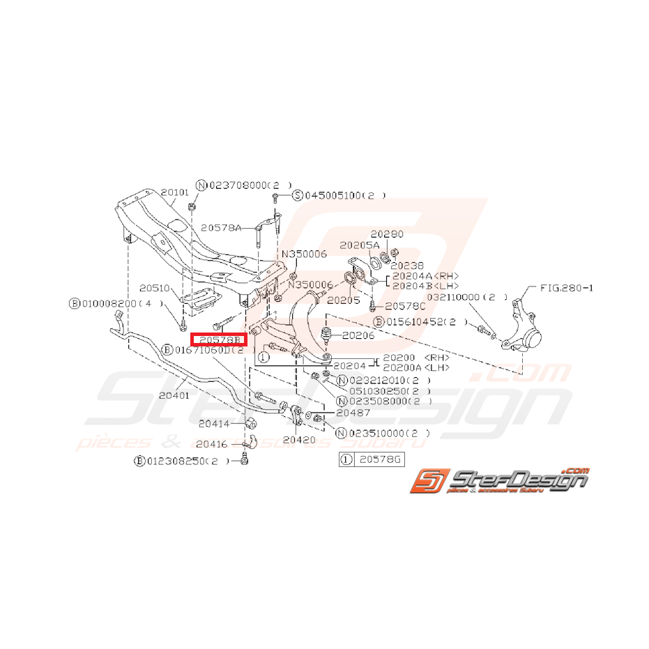 Vis de triangle avant pour GT 93-96 et WRX/STI 2001-2002