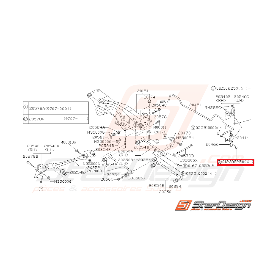 Vis fixation silent bloc barre stabilisatrice WRX/STI 01-07