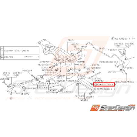 Vis fixation de links arrière GT 93-00 WRX 01-07 STI 01-04