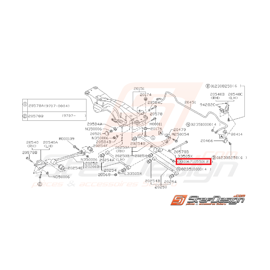 Vis fixation de links arrière GT 93-00 WRX 01-07 STI 01-04 Vis fixation de links arrière GT 93-00 WRX 01-07 STI 01-04