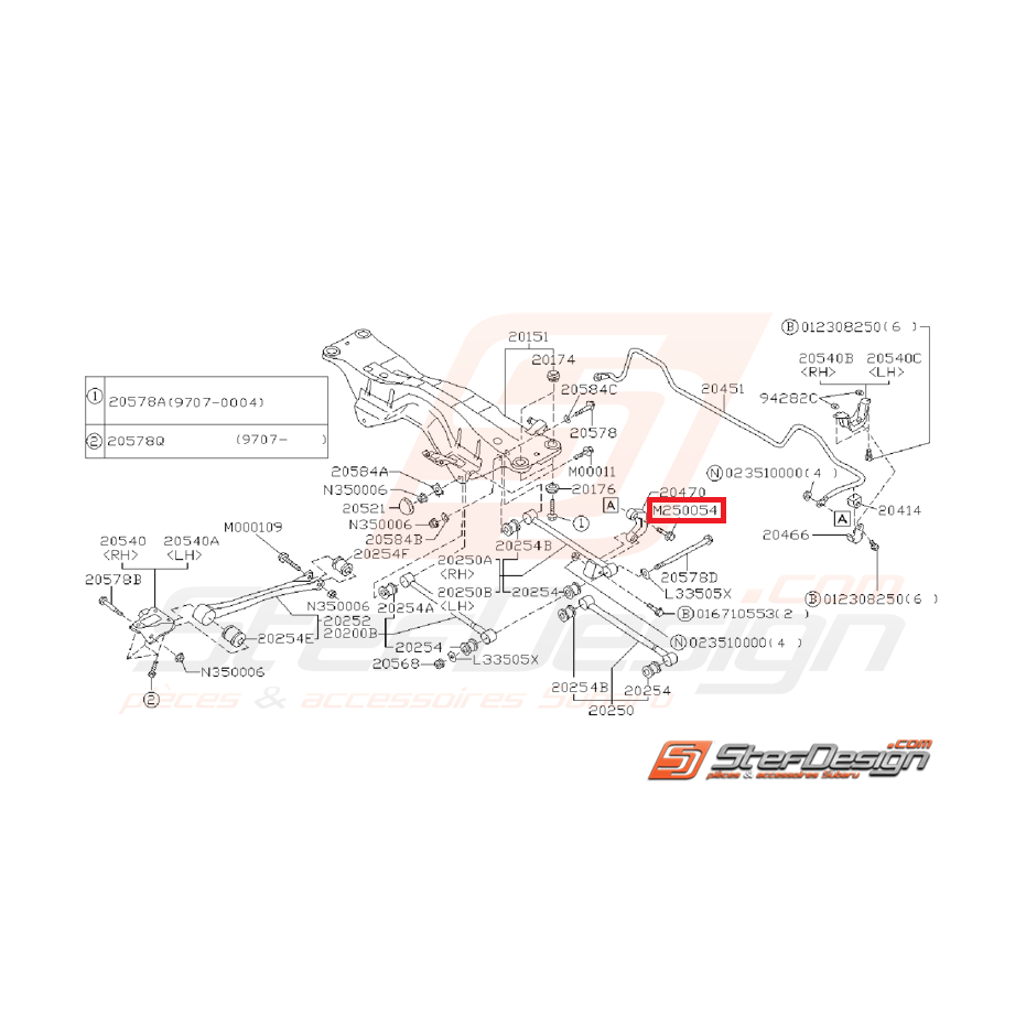 Vis de fixation links arrière SUBARU WRX 01-07 STI 01-04 Vis de fixation links arrière SUBARU WRX 01-07 STI 01-04