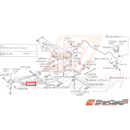 Silent bloc de bras longitudinal GT 93-00 WRX/ STI 01-02