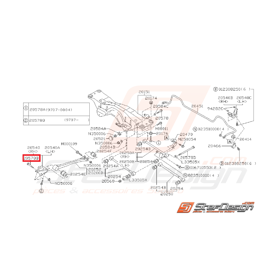 Vis de triangle avant pour GT 93-96 et WRX/STI 2001-2002