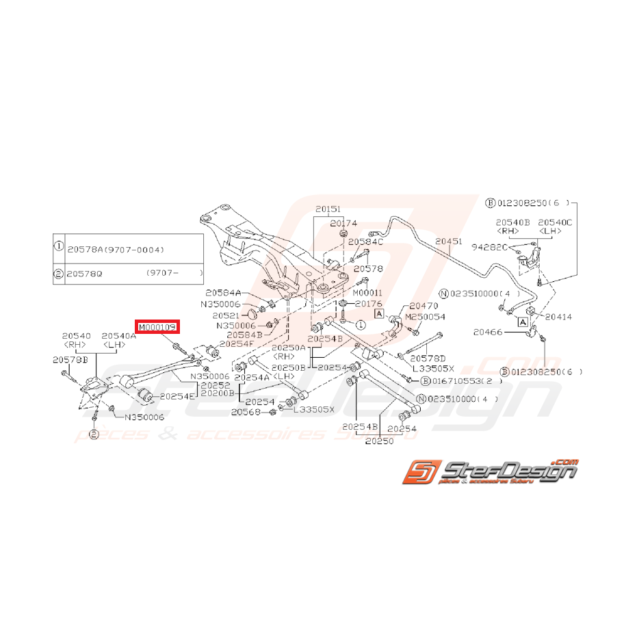 Vis de fixation bras de renfort GT 93-00 WRX/STI 01-07