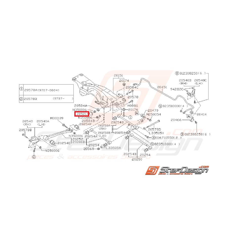 Capuchon liaison latérale train arrière GT 93-00 WRX/STI 01-07 Capuchon liaison latérale train arrière GT 93-00 WRX/STI 01-07