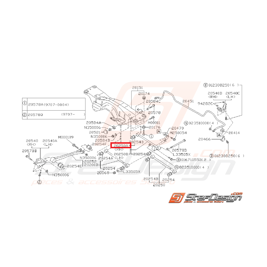 Tirant arrière origine SUBARU GT 93-00