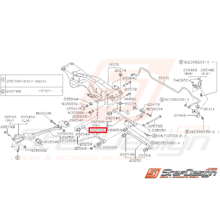 Tirant arrière droit barre stabilisatrice GT 93-00