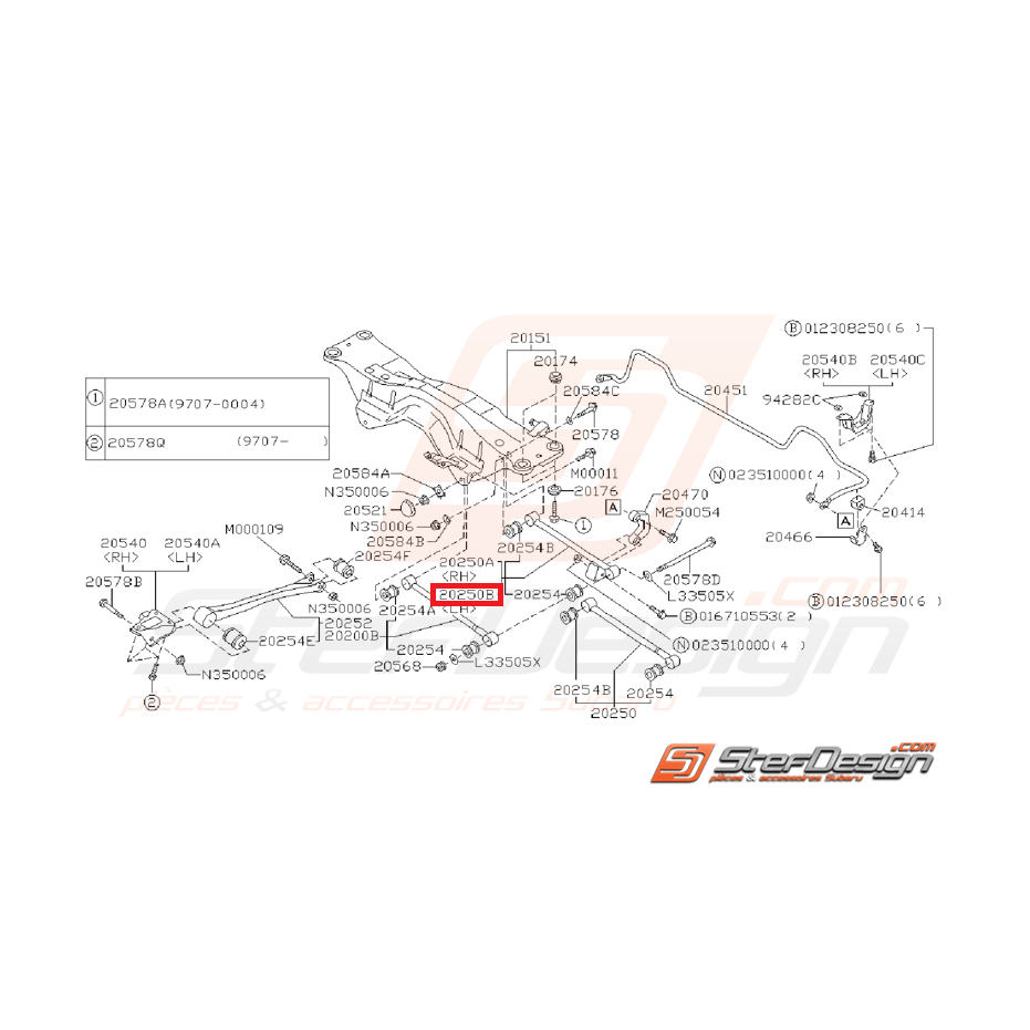 Tirant arrière droit barre stabilisatrice GT 93-00