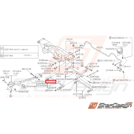 silent  bloc origine de tirant arrière GT 96-00 STI 01-07