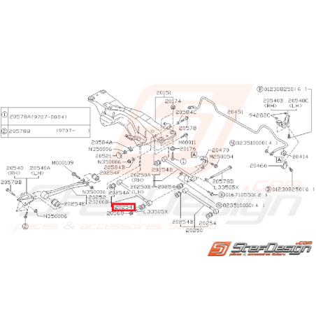 silent bloc de tirant arrière origine subaru GT 96-00