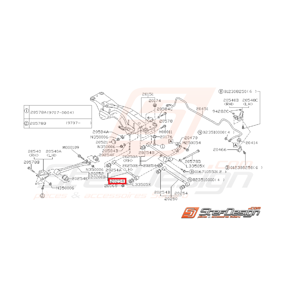 silent bloc de tirant arrière origine subaru GT 96-00