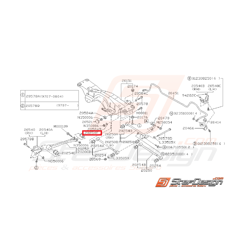 Silent bloc origine de tirant arrière GT 96-00 WRX/STI 01-07