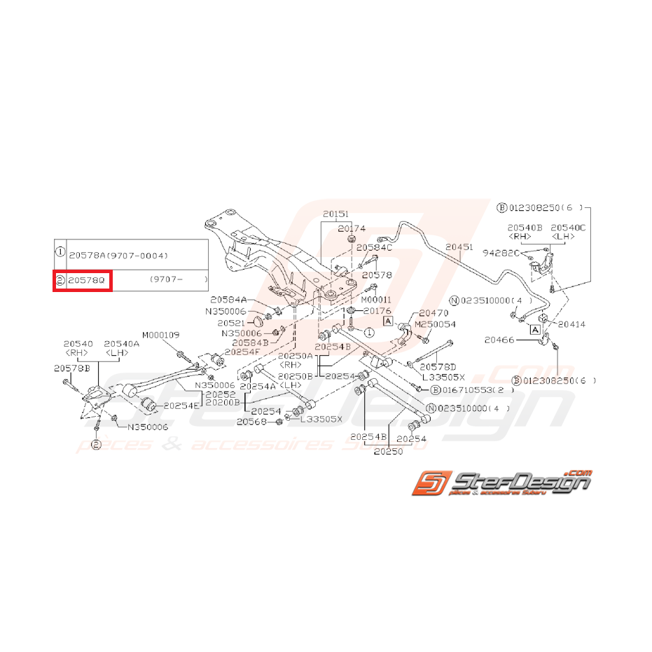 Vis de barre inférieur avant 6 points 