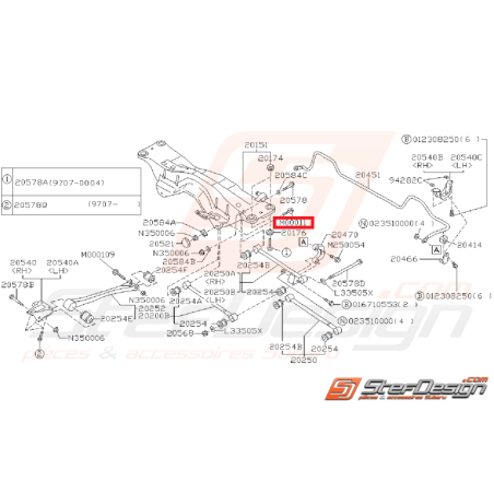 Vis suspension arrière GT 93-00 WRX/STI 01-07